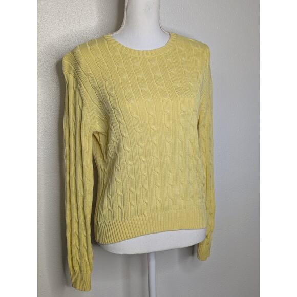 Brooks Brothers 346 Sweater Womens L Yellow Cable Knit Mercerized Cotton - Picture 2 of 7